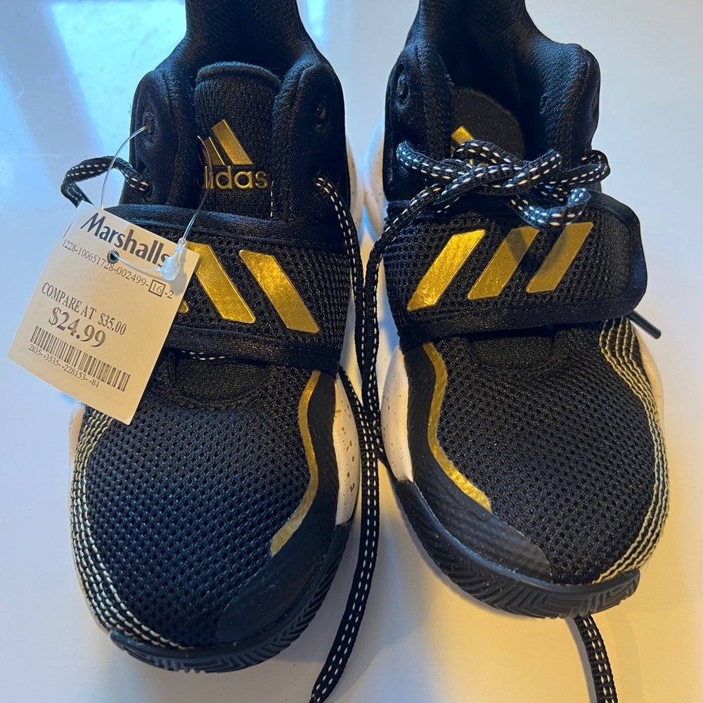 Adidas Kids Black and Gold Sneakers
